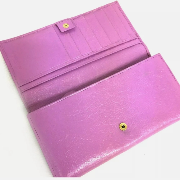 AUTH BALENCIAGA PURPLE BIFOLD LONG WALLET /B1510 - Picture 4 of 14